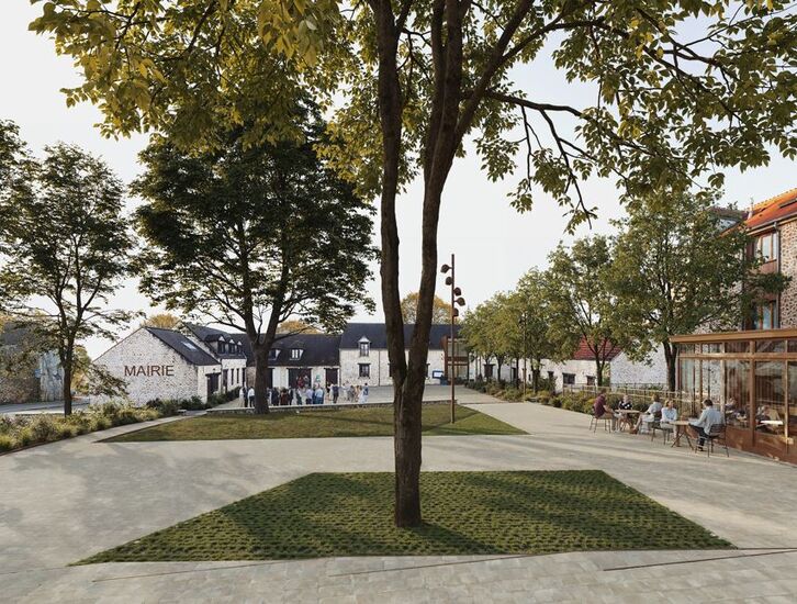 Travaux d’aménagement du futur parvis de la mairie et de sa brasserie
